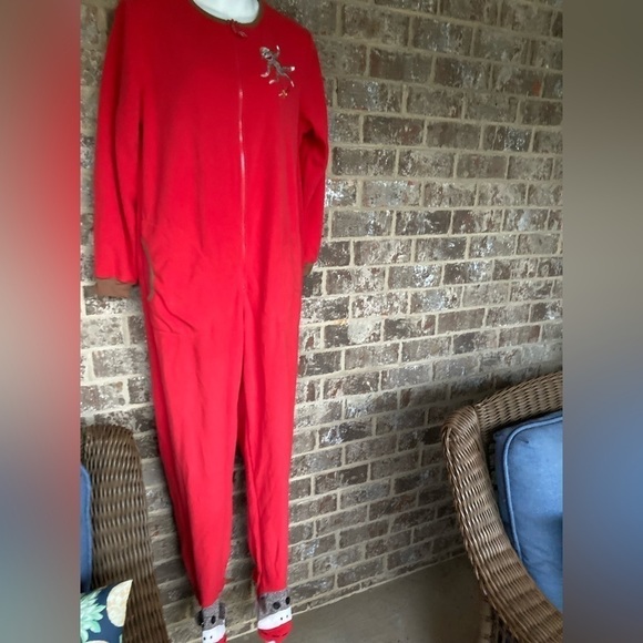 Nick & Nora Red SOCK MONKEY Footed Pajamas One Piece size medium. - Picture 6 of 12